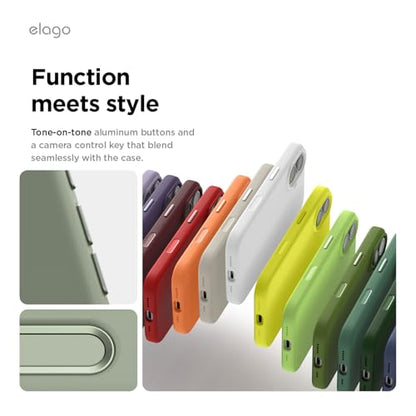 elago Premium Magnetic Silicone Case for iPhone 17 | Compatible with MagSafe, Liquid Silicone Material, Protection, Shockproof, Slim Phone (Khaki Green) - color: Khaki Green, size: iPhone 17