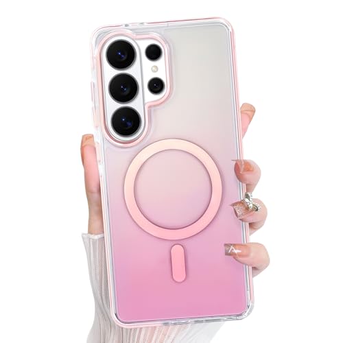 Bonoma for Samsung Galaxy S26 Ultra Case Iridescent Crystal Back -Pink | Magnetic Compatible with Magsafe Cute Gradient Slim Shockproof Case, High-Duty Protection for Phone Cover - color: Pink Gradient, size: Samsung Galaxy S26 Ultra