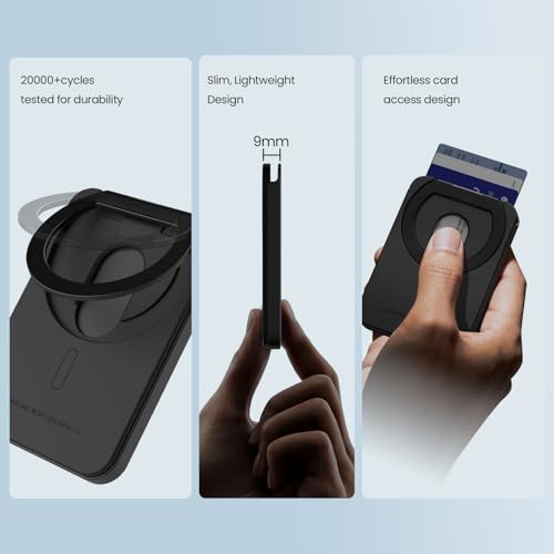 Nillkin MagSafe Wallet with Stand | Slim 3 Cards Holder | Aramid Fiber | RFID Blocking | for Men Credit Card | Phone Wallet for iPhone 17 Pro /16/15/14/13 and Most Magnetic Device (Black)