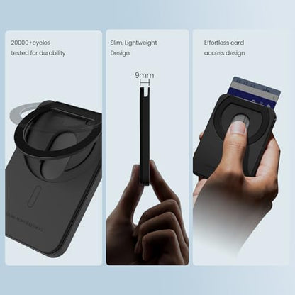 Nillkin MagSafe Wallet with Stand | Slim 3 Cards Holder | Aramid Fiber | RFID Blocking | for Men Credit Card | Phone Wallet for iPhone 17 Pro /16/15/14/13 and Most Magnetic Device (Black)