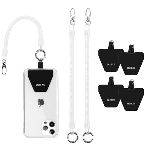 OUTXE Phone Lanyard Tether with 4 Patch- 2× Phone Tether, 4× Phone Patch with Adhesive, Compatible with Smartphone- Fine Glitter - color: #4- Fine Glitter