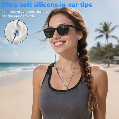 3.5mm Headphones Wired Earbuds for Laptop School Computer PC,Blue - color: Blue