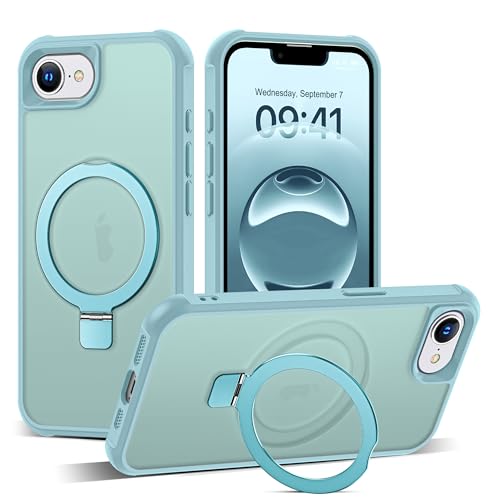 SKYLMW Compatible with iPhone 16e/17e Case with Stand,Blue | iPhone 16e Case iPhone 17e Case 6.1",Magnetic Ring Stand,Compatible with MagSafe,Military-Grade Protection,Great Grip Feeling - color: Blue, size: Iphone 16e & Iphone 17e