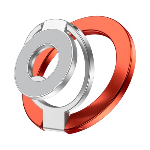 MagSafe Phone Grip Holder Dual-Sided Magnetic Finger Ring Stand for iPhone - color: orange