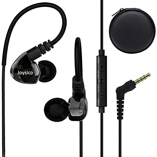 Joysico Wired Sport Running Headphones Over Ear in-Ear Earbuds w Mic Black - color: Black