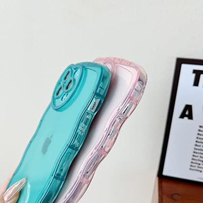 Qokey for iPhone 11 Case (2019 6.1"),Cute Clear Love Design,with Love-Heart Camera Frame Wavy Edge Transparent Full Protective Soft TPU Shockproof Phone Cover for Women Girls Pink - size: for iPhone 11