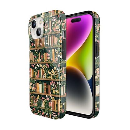 Casely iPhone 15 Plus Case | Book Nook | Floral Library | Compatible with MagSafe | Classic Ultra Slim Design - color: Book Nook | Floral Library