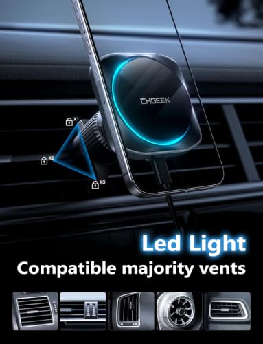 Chgeek for Magsafe Car Mount Charger, 15W Fast Charging Car Phone Holder