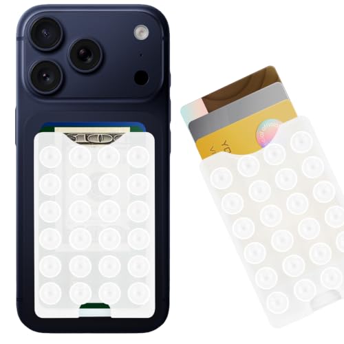 Suction Phone Card Holder Adhesive Mount,Up to 3 Cards,Transparent - color: Transparent