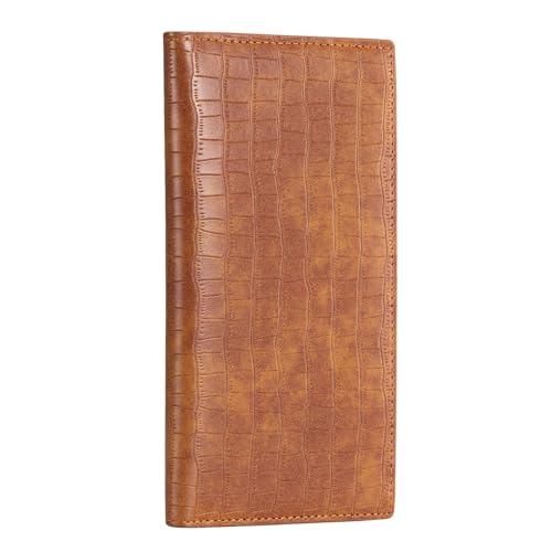 CoBak Checkbook Cover for Women & Men - PU Leather Case with RFID Blocking | Classic Design Check Book Holder for Personal and Business - color: Crocodile Brown
