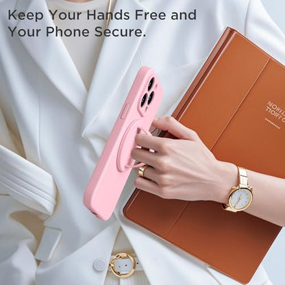 Upgraded Magnetic Phone Grip, Liquid Silicone Soft and Portable, Removable Finger Loop Ring Grip Holder for iPhone, Strong Magnetic Attraction, Compatible with MagSafe Phone Case, Pink - color: Pink