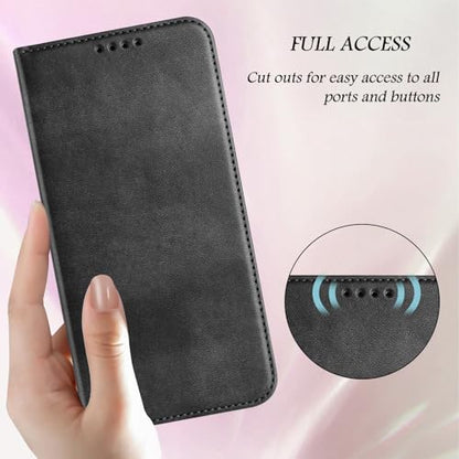 Protective Case Compatible with Galaxy A20E with RFID Blocking, Leather Phone Case Bumper Magnetic Case Leather Cover Card Slot Wallet Shockproof Shell Compatible with Samsung Galaxy A20E/A10E - color: Black