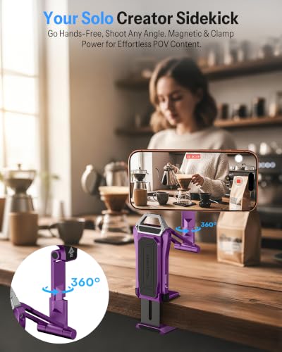 OMOTON TP02-Pro 5 in 1 Magnetic Phone Holder for Vlogging Essentials Purple - color: Purple