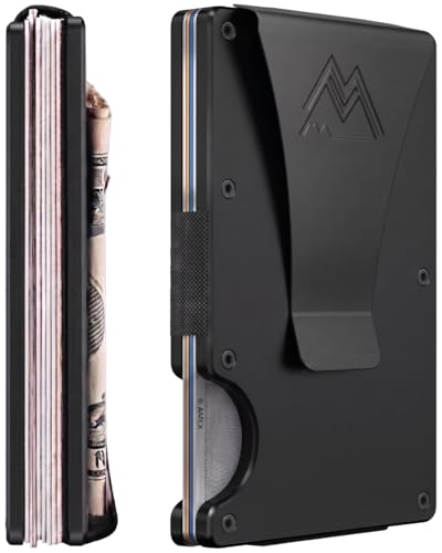 Mountain Voyage Minimalist Wallet for Men - Slim RFID Wallet, Scratch Resistant, Credit Card Holder & Money Clip, Easily Removable Money & Cards (Black Titanium) - color: Black Titanium