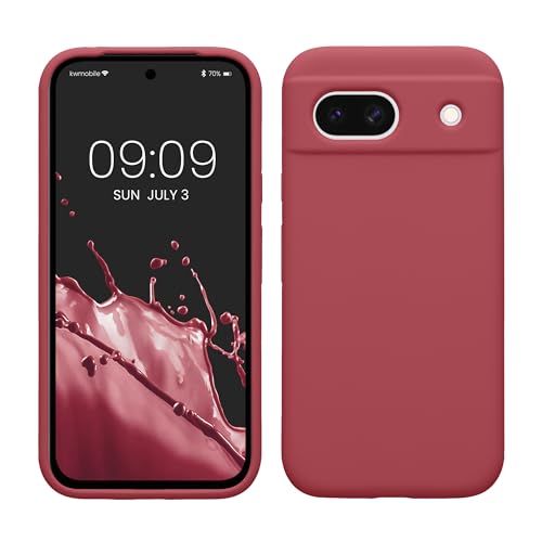 kwmobile Case Compatible with Google Pixel 8a Case - TPU Silicone Phone Cover with Soft Finish - Dark Rose - color: Dark Rose, size: Pixel 8a
