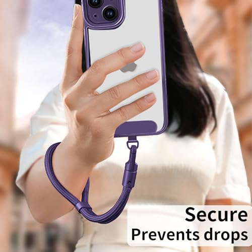 Anti Theft Phone Wrist Strap With 2 Metal Tether Tabs，Adjustable Wristlet & Hand Cell Phone Lanyard for Women and Men - color: Purple