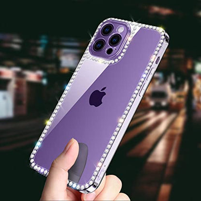 Compatible with iPhone 14 Pro Case for Women Girls 3D Glitter Sparkle Bling Case Luxury Shiny Cute Crystal Charms Rhinestone Diamond Bumper Soft TPU Clear Cover Case for iPhone 14 Pro - size: iPhone 14 Pro