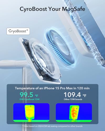 ESR 3 in 1 MagSafe Charger Stand with CryoBoost, Wireless Charging Stand - color: White