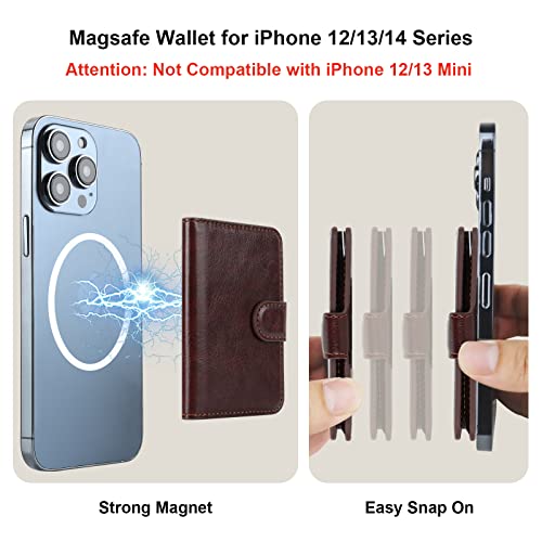 Bocasal for MagSafe Card Wallet for iPhone, Brown - color: Brown
