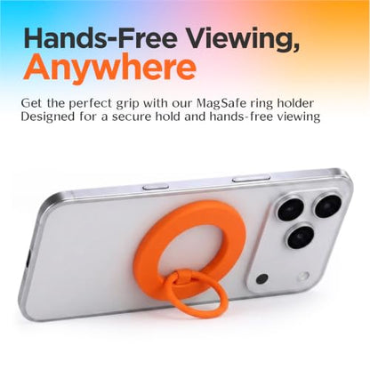 FELONY CASE - Neon Orange Ring Grip and Stand - Version 2.0- Improved Stronger Magnet, Magnetic Phone Ring Holder for MagSafe Compatible iPhone 17, 16, 15, 14, 13, 12, Pro, Pro Max Air-Drop Protection - color: Neon Orange