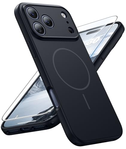 FNTCASE for iPhone 17 Pro-Max Case: Solid Black Compatible with MagSafe | With Screen Protector, Full Camera Protection, Slim Matte Magnetic Shockproof Cover, 14FT Military Grade Drop Tested - color: Black, size: For iPhone 17 Pro Max