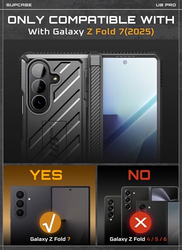 SUPCASE for Samsung Galaxy Z Fold 7 Case with Built-in Kickstand, Black - color: Black