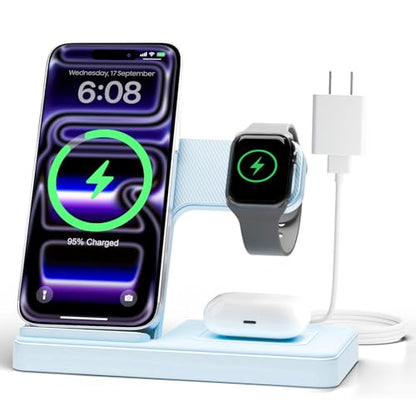 GETPALS Wireless Charger iPhone Charging Station for Apple Multiple Devices - color: Blue
