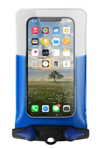 Aquapac Waterproof Phone Case, Medium, Blue | iPhone and Android, Made in The UK, Hiking, Mountain Biking, Running Accessory, Floating, IPX8 certified to 30 ft deep.