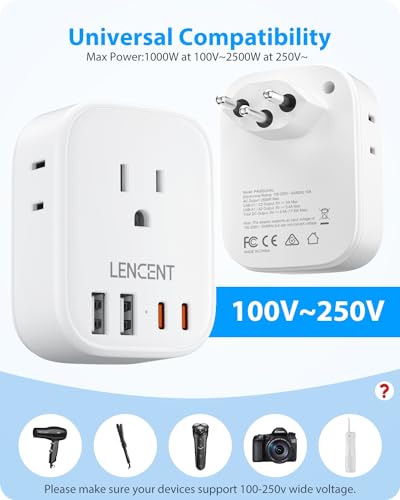 LENCENT Switzerland Travel Plug Adapter, Swiss Power Adaptor with 4 Outlets - style: Type J-17.5W-Switzerland