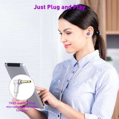 Wired Earbuds 3.5mm Headphones with Mic for Laptop PC Chromebook,Purple - color: Purple