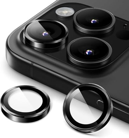 Camera Protector Metal Ring for iPhone 16 Pro/iPhone 16 Pro Max HD Tempered Glass Individual Lens Protective Cover, Black - color: Black