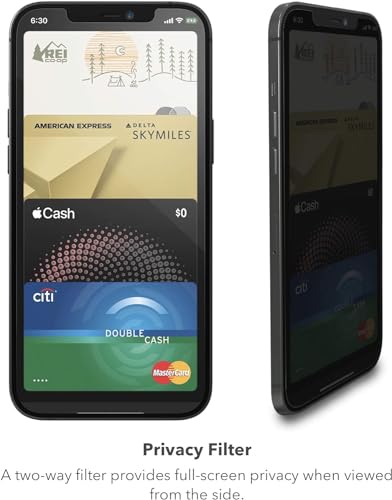 ZAGG InvisibleShield Glass Elite Privacy+ Screen Protector for iPhone 12 Pro Max, Two-Way Privacy Filter, 4X Stronger, Anti-Fingerprint Technology, Easy to Install