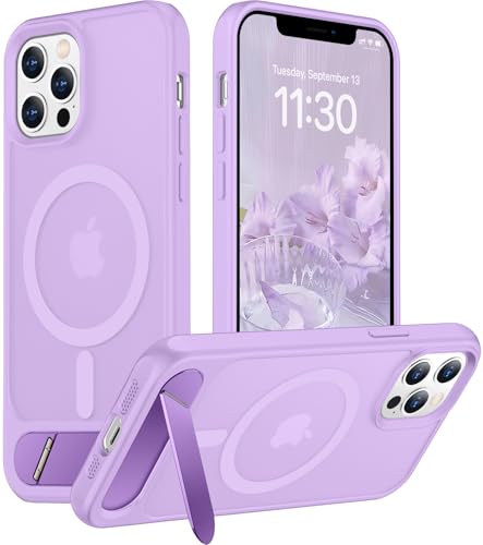 Magnetic Compatible with iPhone 12 Pro Max Case, [Built-in Invisible Kickstand][Compatible with MagSafe][Military Grade Shockproof] Slim Translucent Matte Phone Case for iPhone 12 Pro Max 6.7" - color: Light Purple, size: For Iphone 12 Pro Max