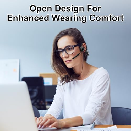 Open-Ear Bluetooth Wireless Trucker Headset with Microphone - color: Black
