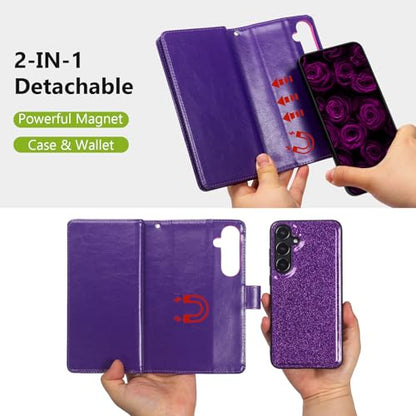 Varikke for Samsung Galaxy S25 Wallet Case Magnetic Detachable, Deep Purple - color: Dark Purple, size: Galaxy S25 6.2"