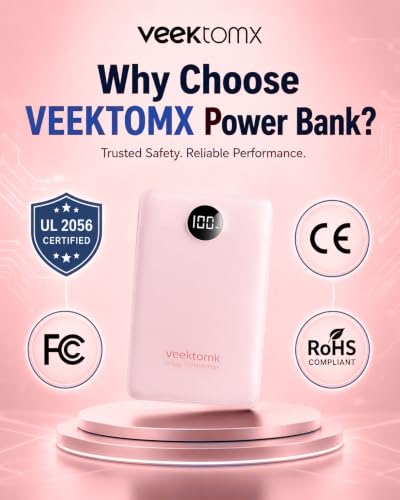 Portable Charger 10000mAh, Ultra Slim Power Bank Fast Charging (Pink) - color: pink