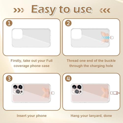 5 PCS Metal Phone Tether Tab, Butterfly Cell Phone Tether Tab