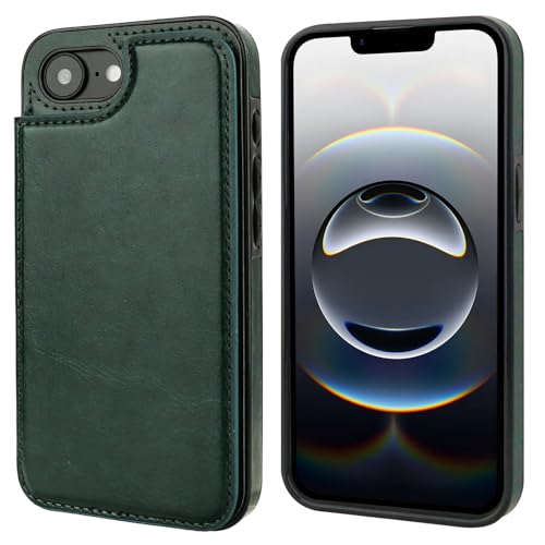 ONETOP for iPhone 17e/16e Wallet Case with Credit Card Holder,Green | Kickstand,ID/Cash Holder,Case Wallet with Card Slots,Double Magnetic Clasp,Durable PU Leather Shockproof Cover for Women Men - color: Green