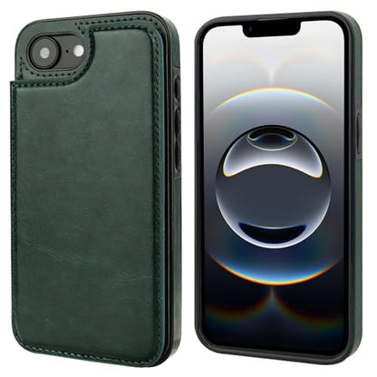 ONETOP for iPhone 17e/16e Wallet Case with Credit Card Holder,Green | Kickstand,ID/Cash Holder,Case Wallet with Card Slots,Double Magnetic Clasp,Durable PU Leather Shockproof Cover for Women Men - color: Green