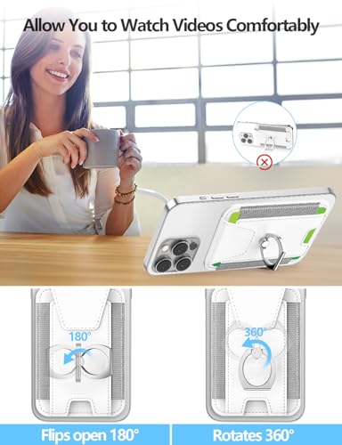 for Magsafe Wallet with Grip, 6-Card Holder; Stronger Magnetic Phone Wallet - color: White