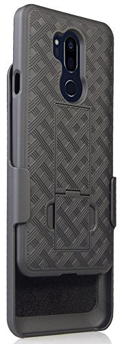 Nakedcellphone Holster Combo for LG G7 ThinQ Phone Case & Belt Clip - Black | Hard Shell and Rotating Holder, Kickstand, Satisfying Texture, Slim, Matte, Also Fits LG G7 Plus / G710