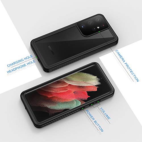 Lanhiem for Samsung Galaxy S21 Ultra Case, IP68 Waterproof Dustproof, Built-in Screen Protector, Rugged Full Body Shockproof Protective Phone Cover for Galaxy S21 Ultra 5G 6.8 Inch, Black - size: for Galaxy S21 Ultra