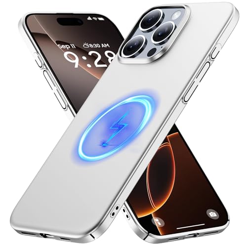 GRECAZO Magnetic Ultra Thin Frosted Designed for iPhone 16 Pro Max Phone Case 6.9 inch(2024) Slim Minimalist Lightweight Matte Hard PC Compatible with Magsafe Cover Protective Bumper Case-Silvery - color: Silvery, size: iPhone 16 Pro Max
