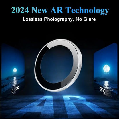 Camera Protector Metal Ring for iPhone 16 Pro/iPhone 16 Pro Max HD Tempered Glass Individual Lens Protective Cover, Clear - color: Transparent