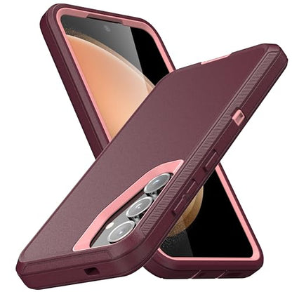 MXX Case Designed for S24 Plus Compatible with S25 Plus/ S24 Plus 3-Layer Super Full Heavy Duty Body Bumper Cover/Shock Protection/Dust Proof, case 5g 2024 (Plum/Pink) - color: Plum/Pink, size: Galaxy S24+ / S25+