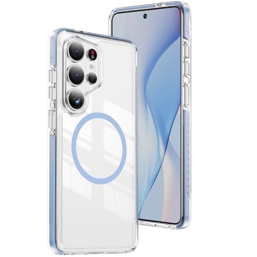 DEERLAMN Magnetic Clear Case for Samsung Galaxy S26 Ultra/S25 Ultra 6.9-Inch,[Fit for Magsafe][Military Grade Drop Protection] Transparent Slim Fit Non-yellowing Shockproof Protective Phone Cover,Blue - color: Blue, size: for Samsung Galaxy S26 Ultra