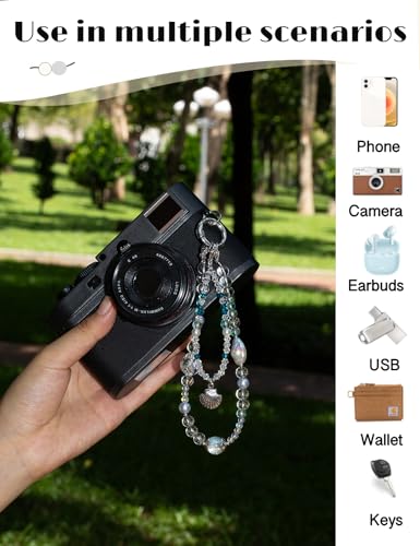 Handmade Beaded Charm Cell Phone Camera Lanyard, Wrist Strap with Tether Tab,Phone Chain String, Keychain Wallet Decor - style: Ocean