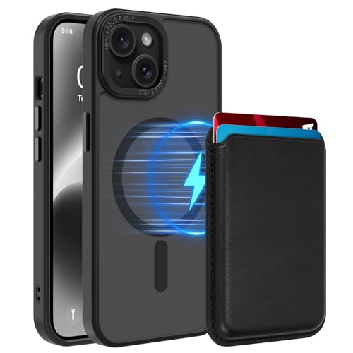 Magnetic Designed for iPhone 14 Case 6.1" 2022, Black | [Compatible with Magsafe] [with Wallet & Card Holder] [Military Drop Protection] Slim Translucent Matte Phone Case - color: Black, size: iPhone 14