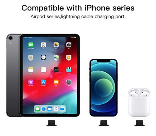 CaseBuy 10x Anti Dust Plugs Compatible with iPhone 14, 14 Pro Max, 13, 13 Pro, 12, 12 Pro Max, 11, 11 Pro, X, XS, XR, 8, 7, iPhone Charging Port Dust Cover | Silicone iPhone Dust Plugs, Black - size: 10PACK