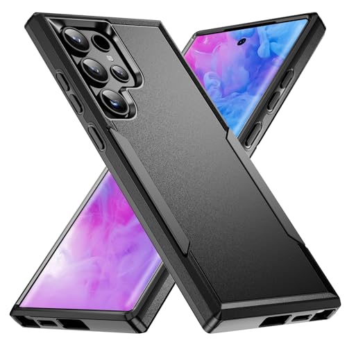 Designed for Samsung Galaxy S24 Ultra Case, Black Dual Layer, Heavy Duty Shockproof Tough Rugged Protective Cover for Galaxy S24 Ultra 5G 6.8-inch, Black - size: for Samsung Galaxy S24 Ultra